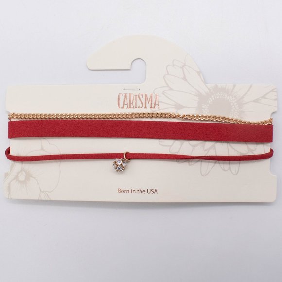 Carisma Women's Red and Gold Tone Chain Choker Necklace - Picture 1 of 3